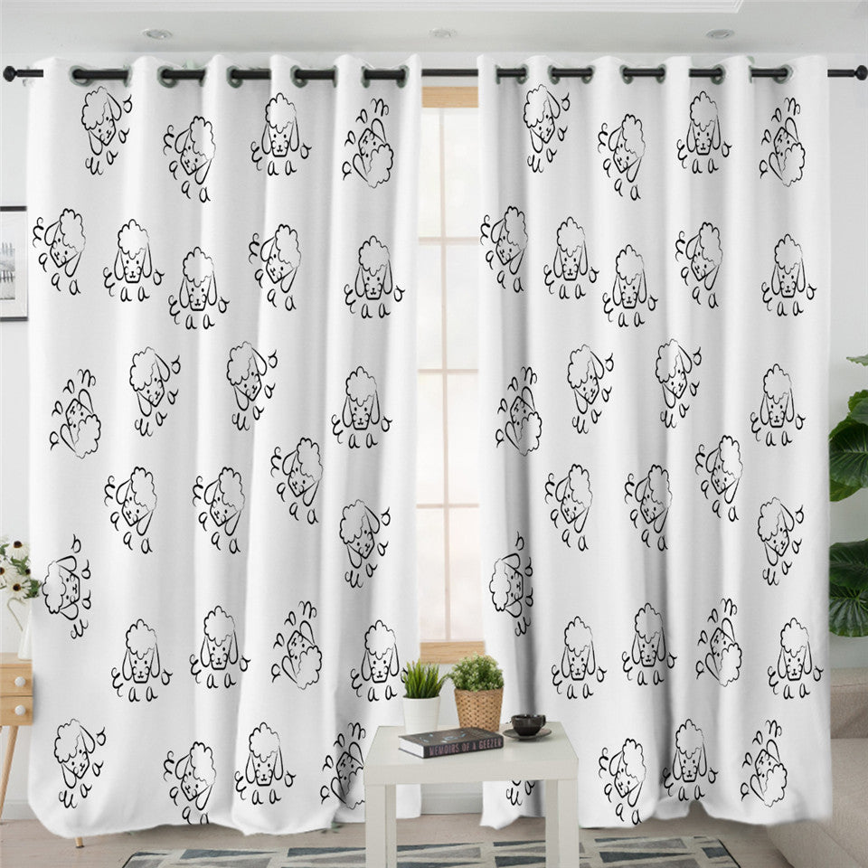 Sheep Moments White 2 Panel Curtains