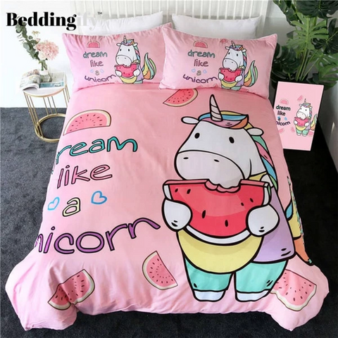 Image of Unicorn Watermelon Comforter Set - Beddingify