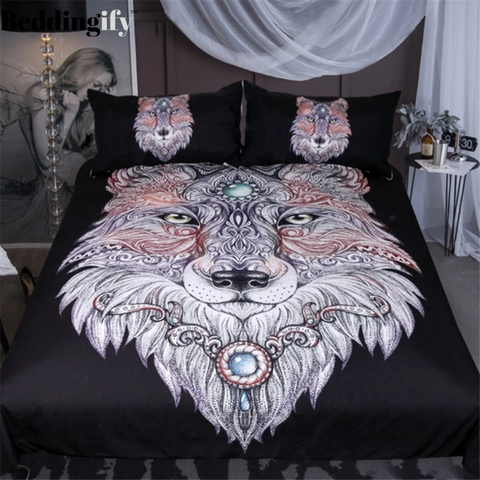 Image of Tattoo Head Wolf Bedding Set - Beddingify